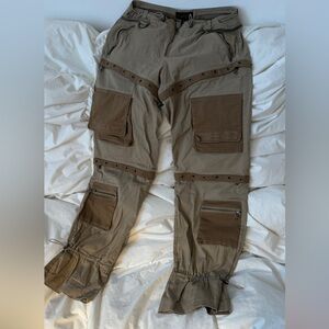 Women's Tan Cargo Flare Pants